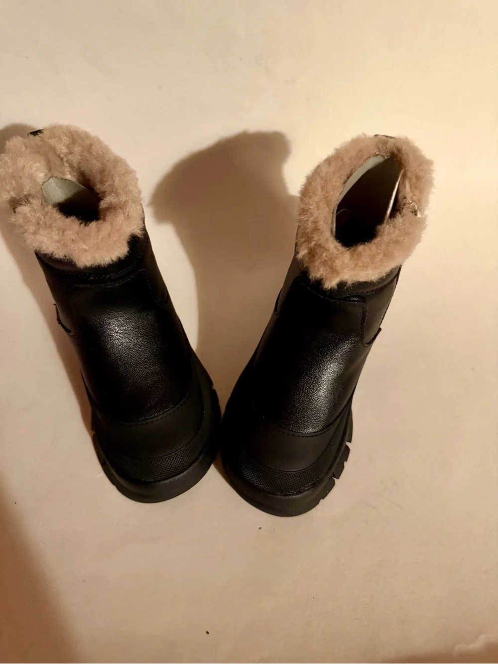 Zara Toddler Size 7.5 Black Winter Boots with Faux-Fur Trim
